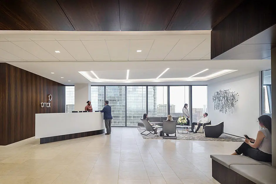Reception space at the Orrick law firm in Houston, Texas,