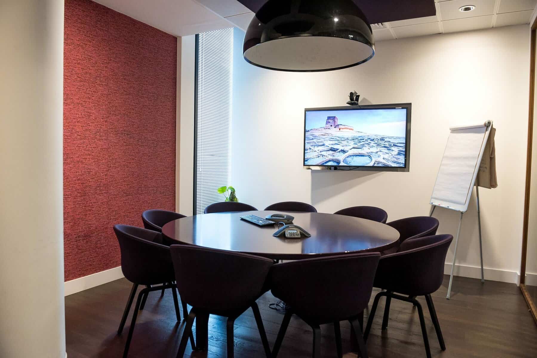 An AV system installed in a small conference room