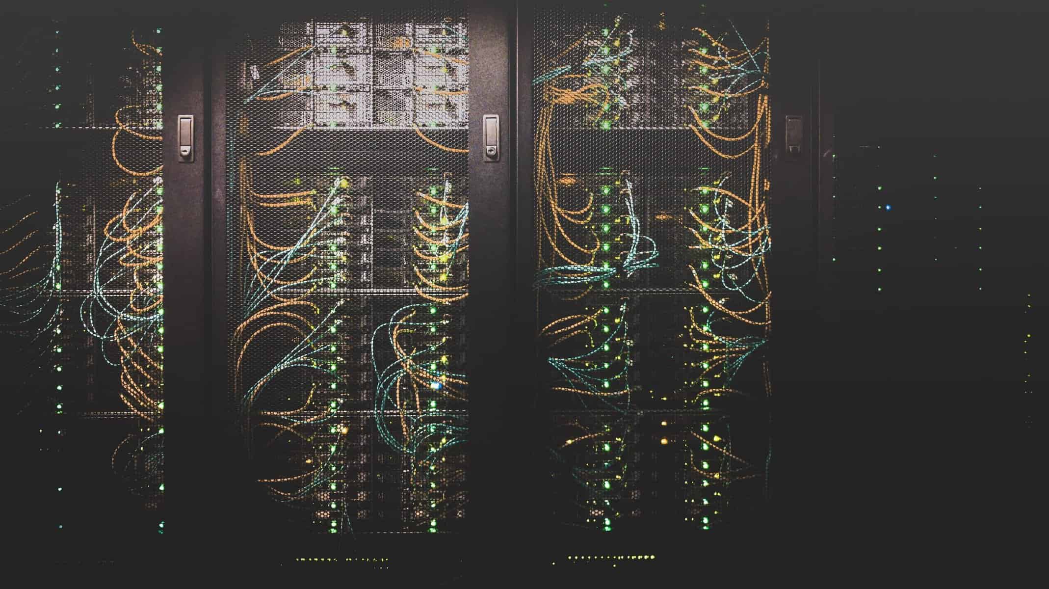 Server cabinets open for data center maintenance