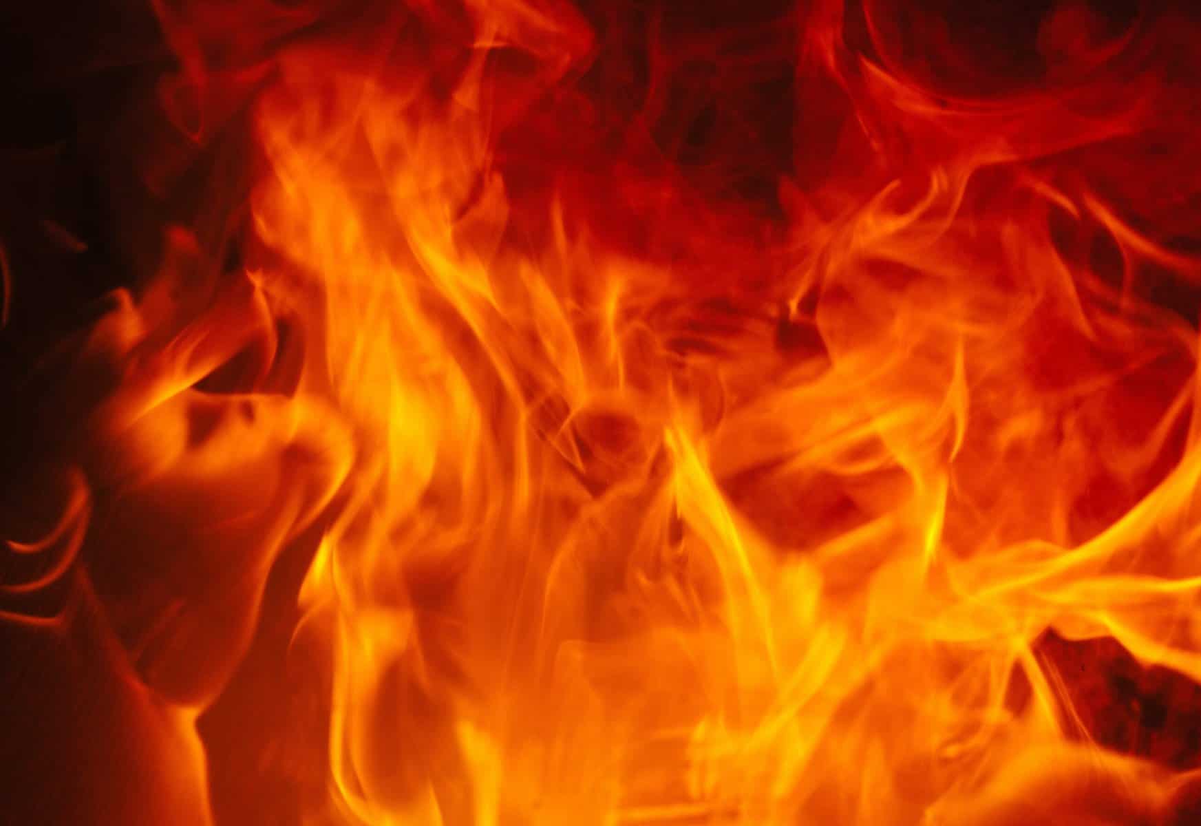 Flames from a fire in a data center