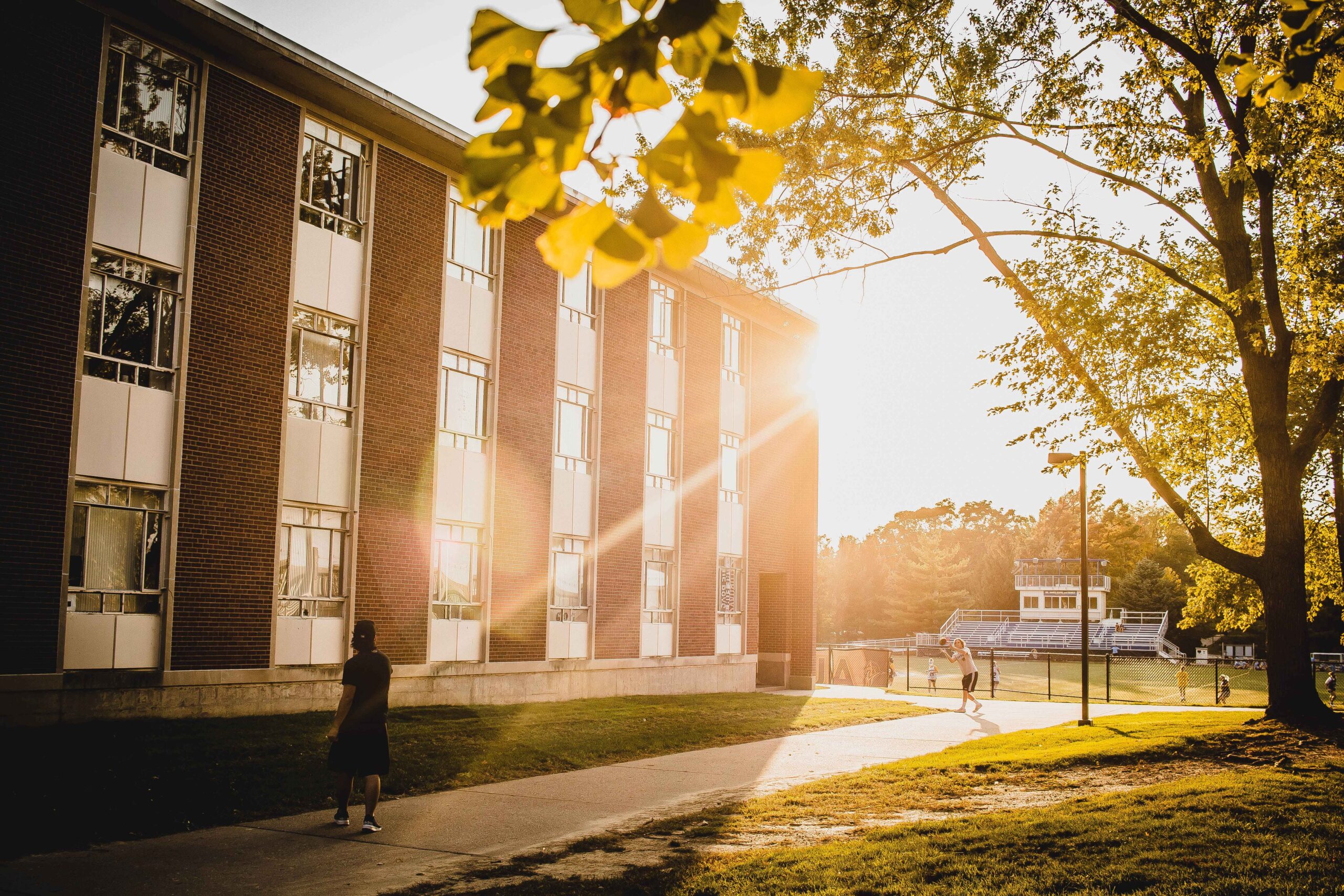 An American college campus with security features in place to protect students.