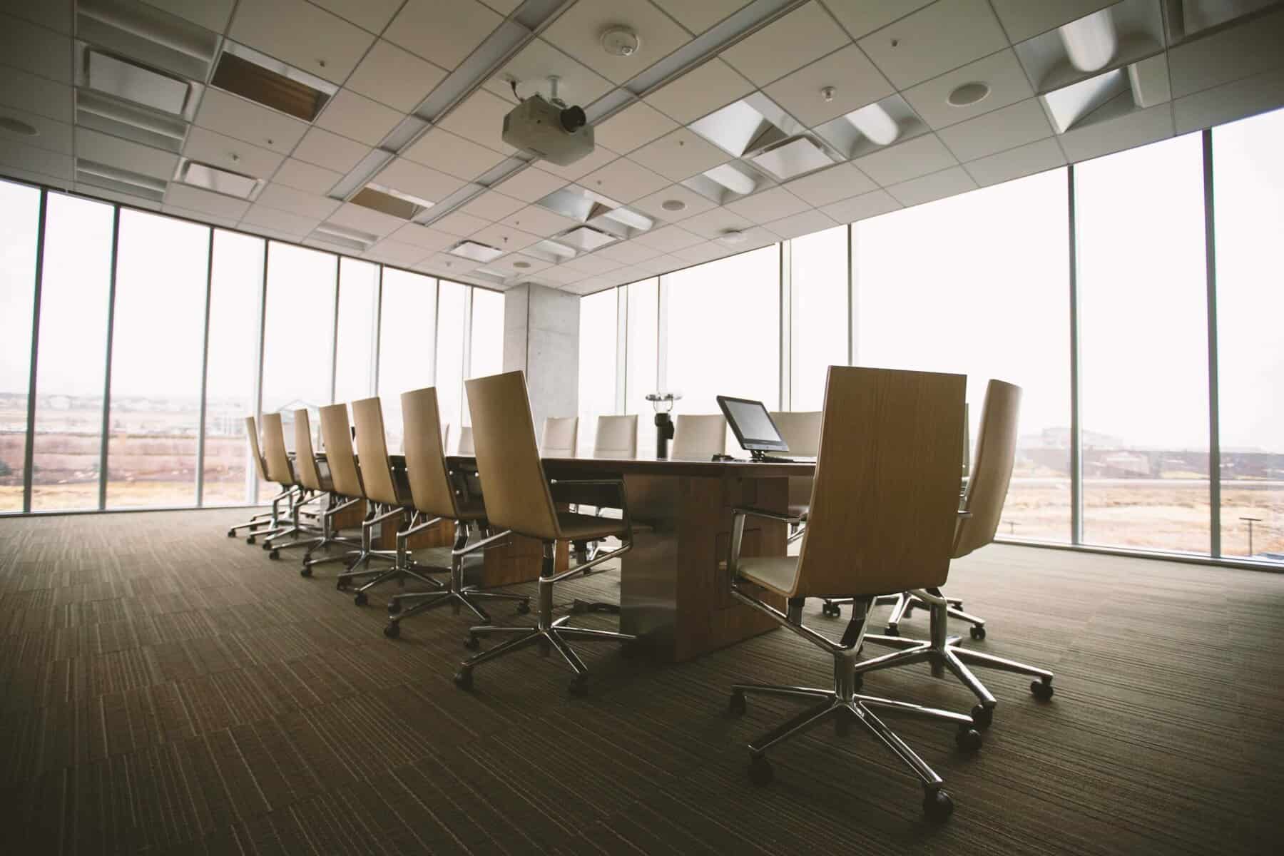 A conference room with advanced automation technology